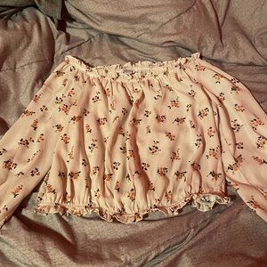 off the shoulder cropped shirt